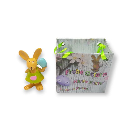 Picture of EASTER RABBIT FIGURINE GREEN IN BAG 5CM